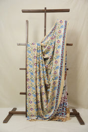 Beige Floral Print  HBP Modal Silk Saree - SRBMSS561