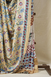 Beige Floral Print  HBP Modal Silk Saree - SRBMSS561
