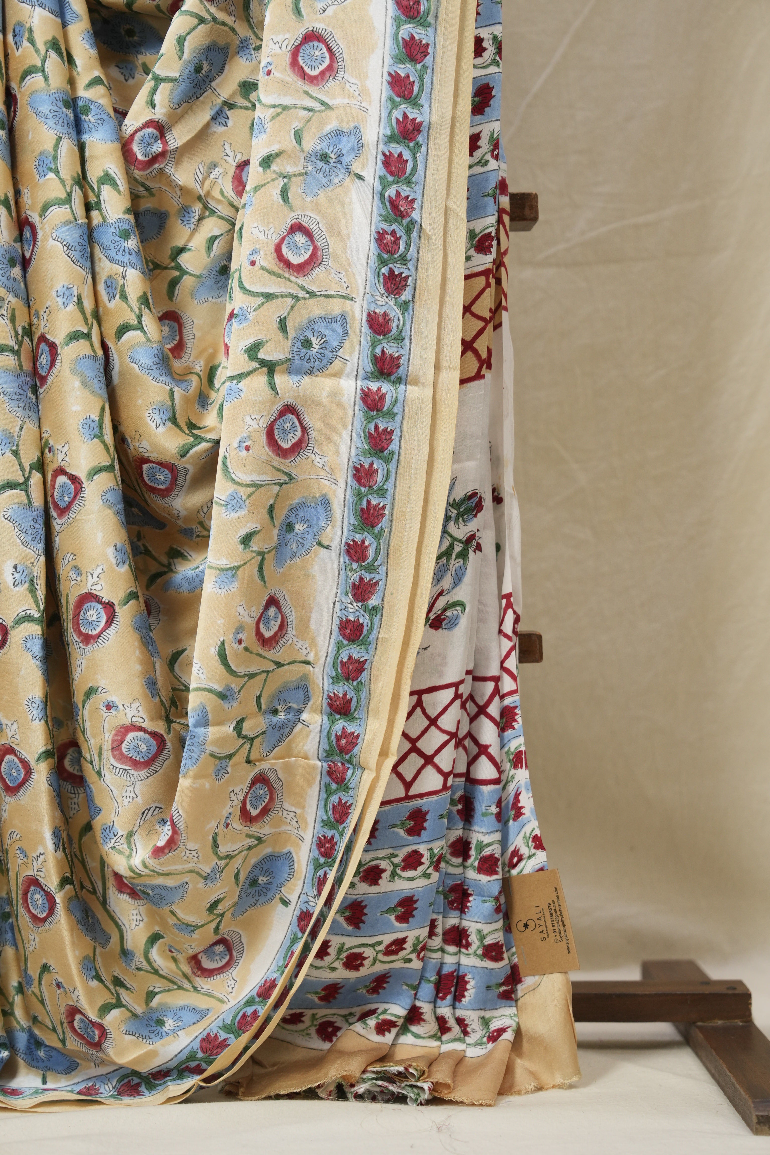 Beige Floral Print  HBP Modal Silk Saree - SRBMSS561