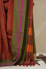 Brick Orange Cotton Ilkal Saree - SRBOCIS968