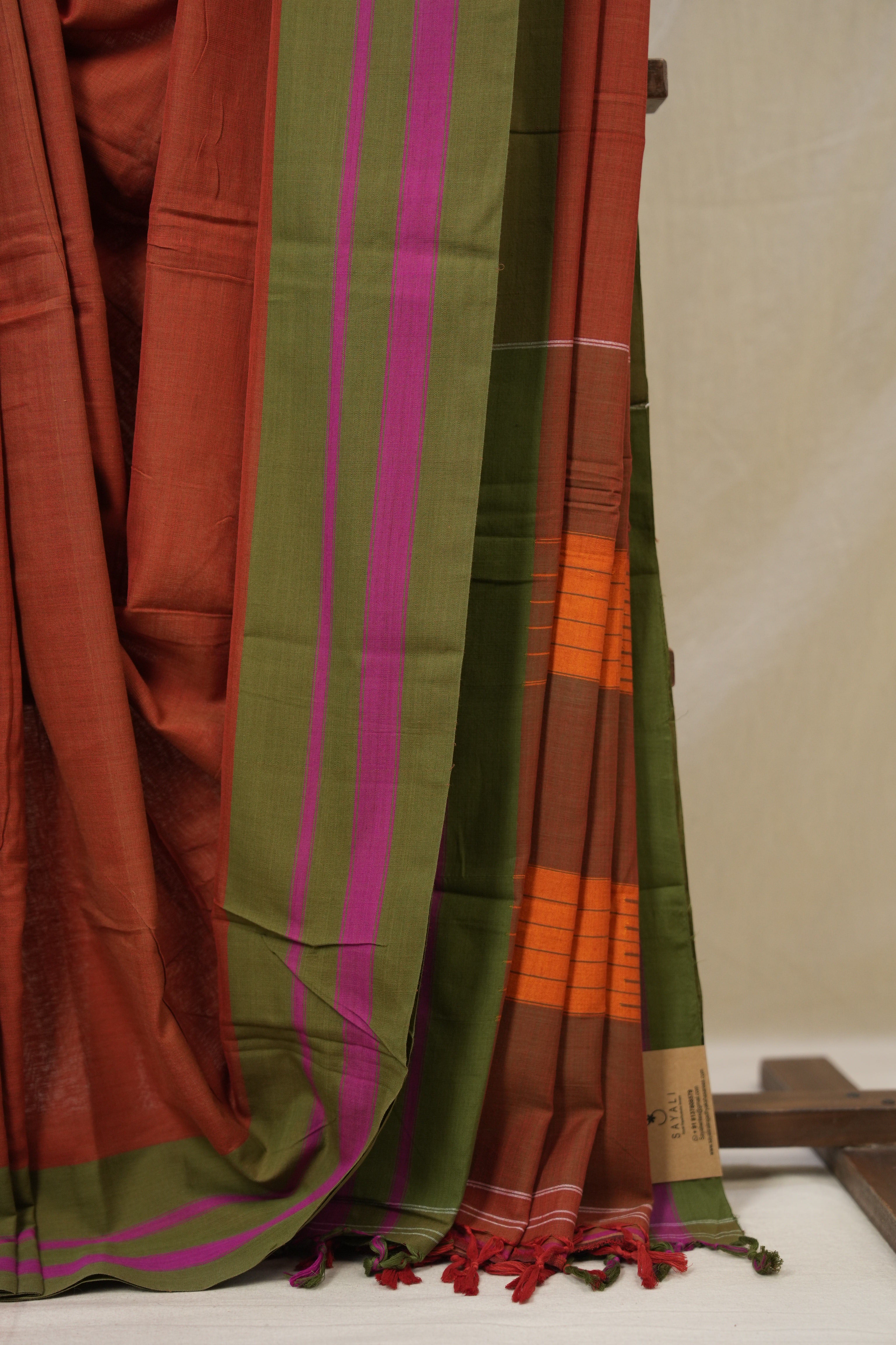 Brick Orange Cotton Ilkal Saree - SRBOCIS968