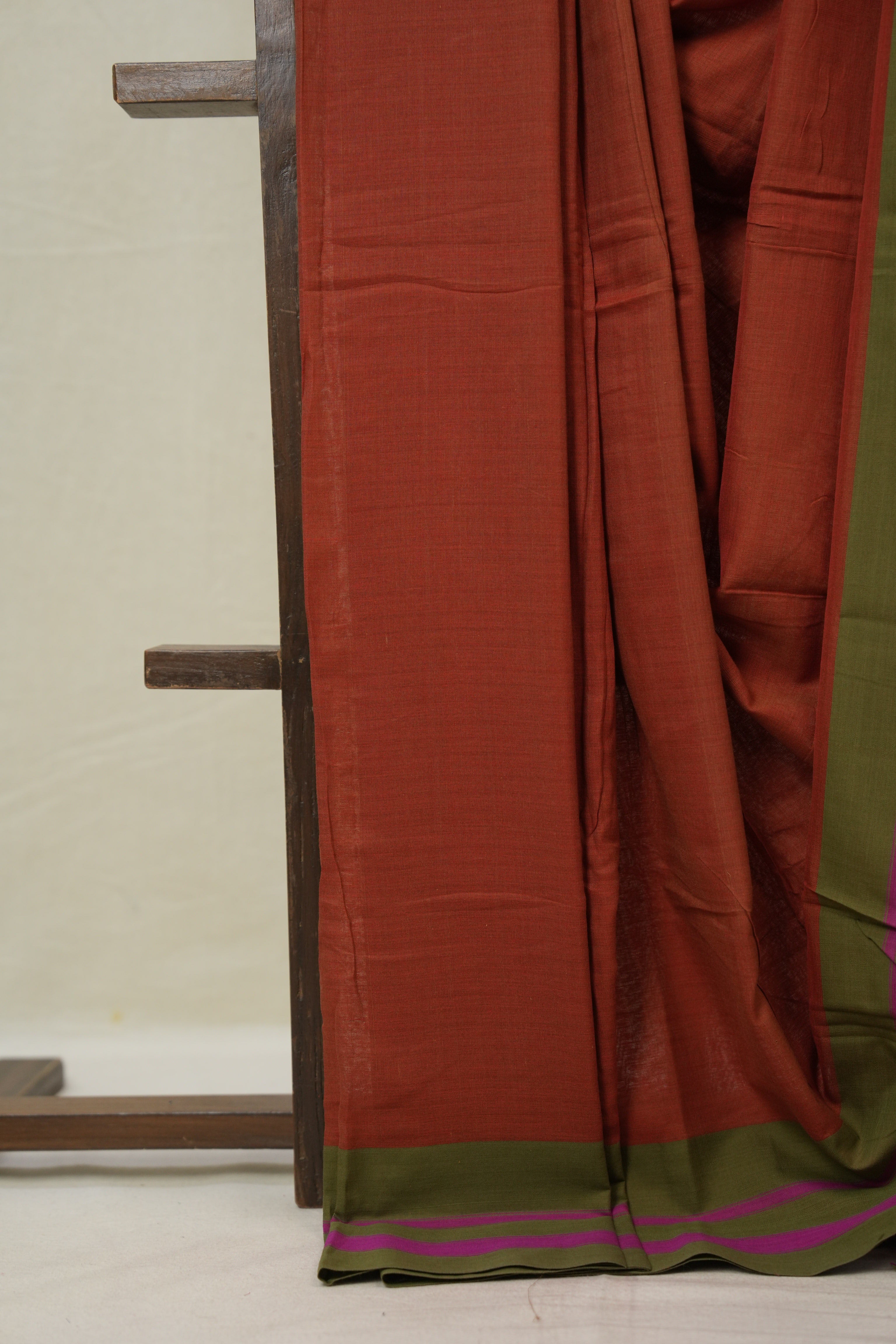 Brick Orange Cotton Ilkal Saree - SRBOCIS968