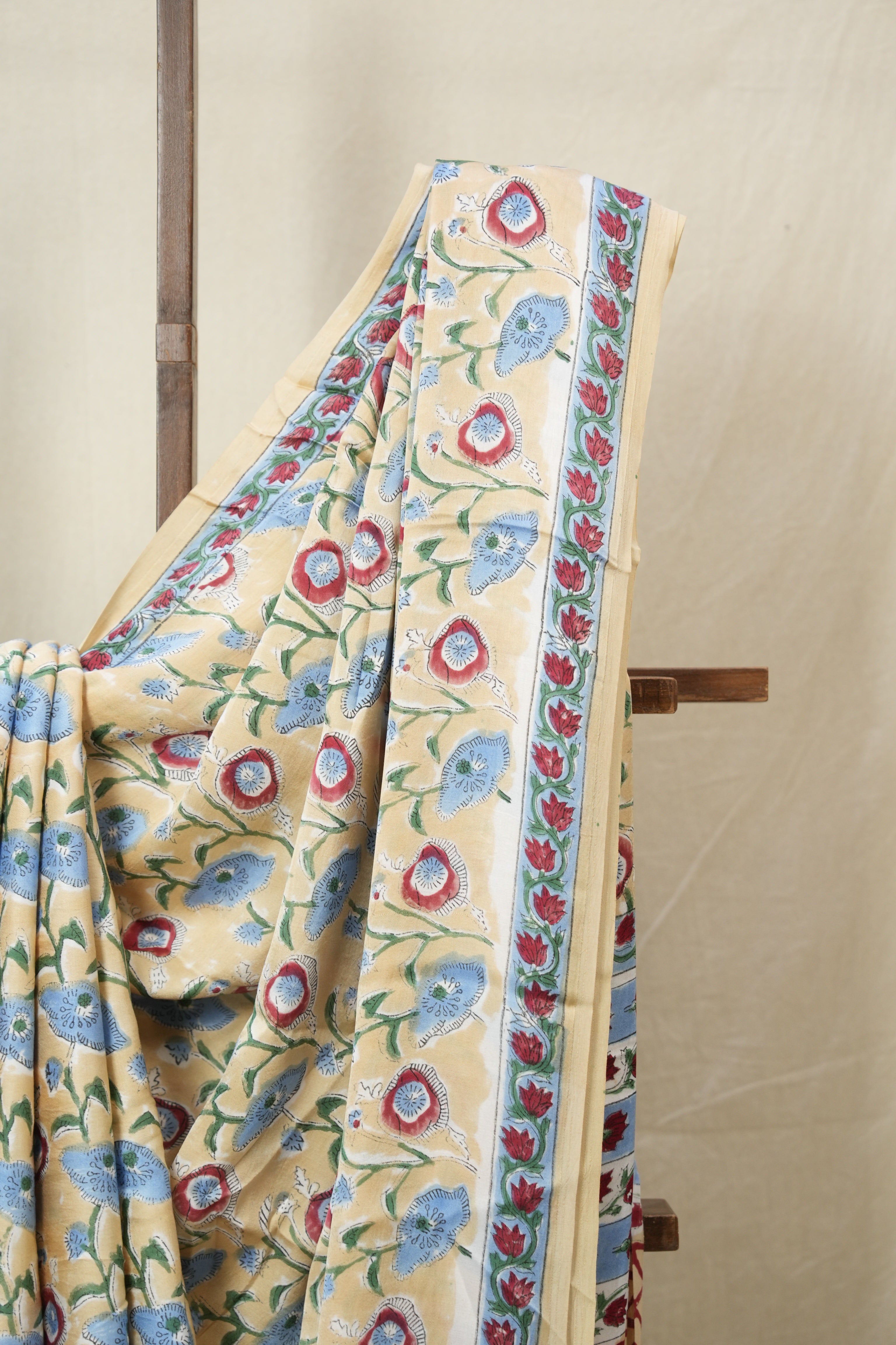 Beige Floral Print  HBP Modal Silk Saree - SRBMSS561