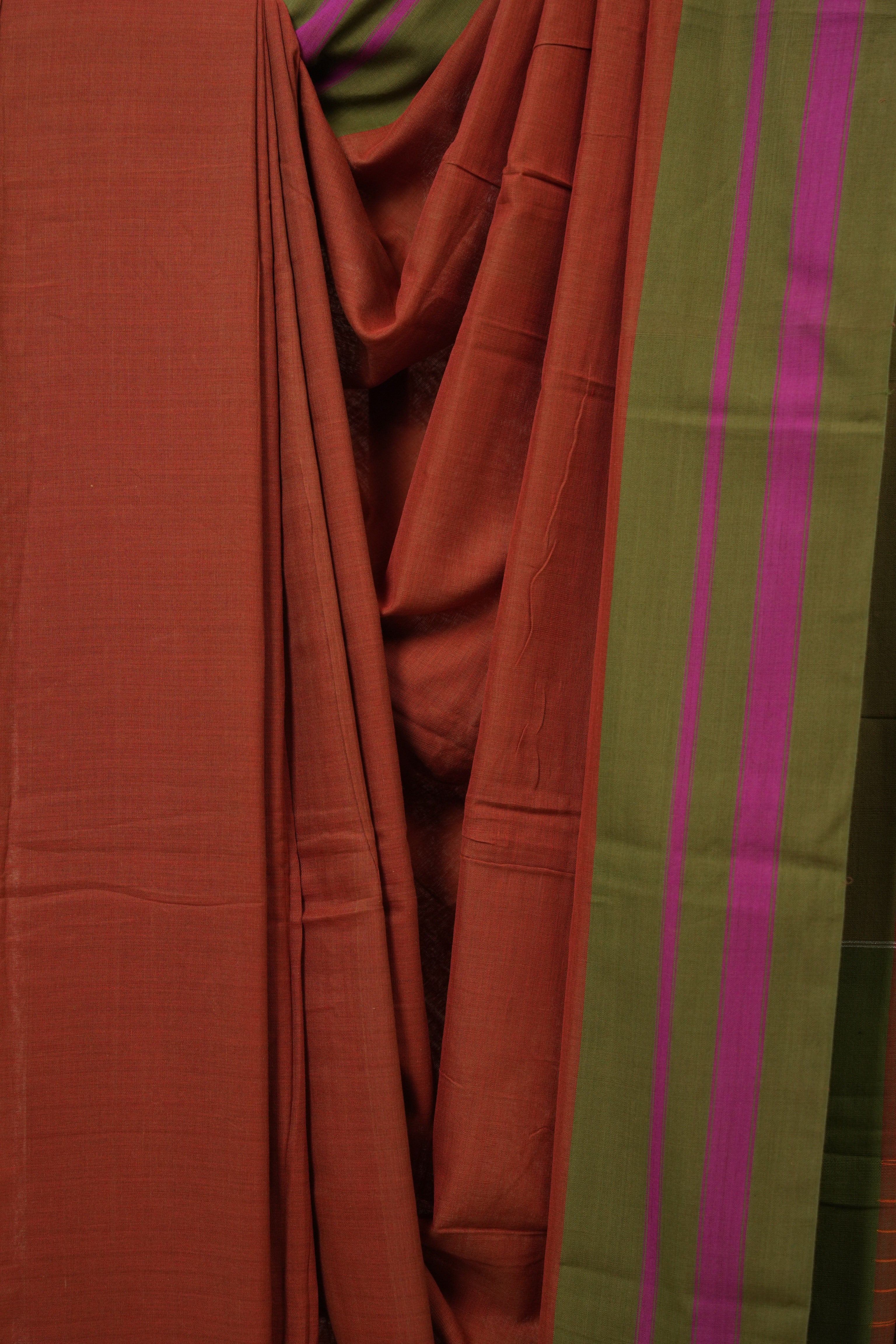 Brick Orange Cotton Ilkal Saree - SRBOCIS968