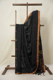 Black Linen Jamdani Saree -SRBLJS454