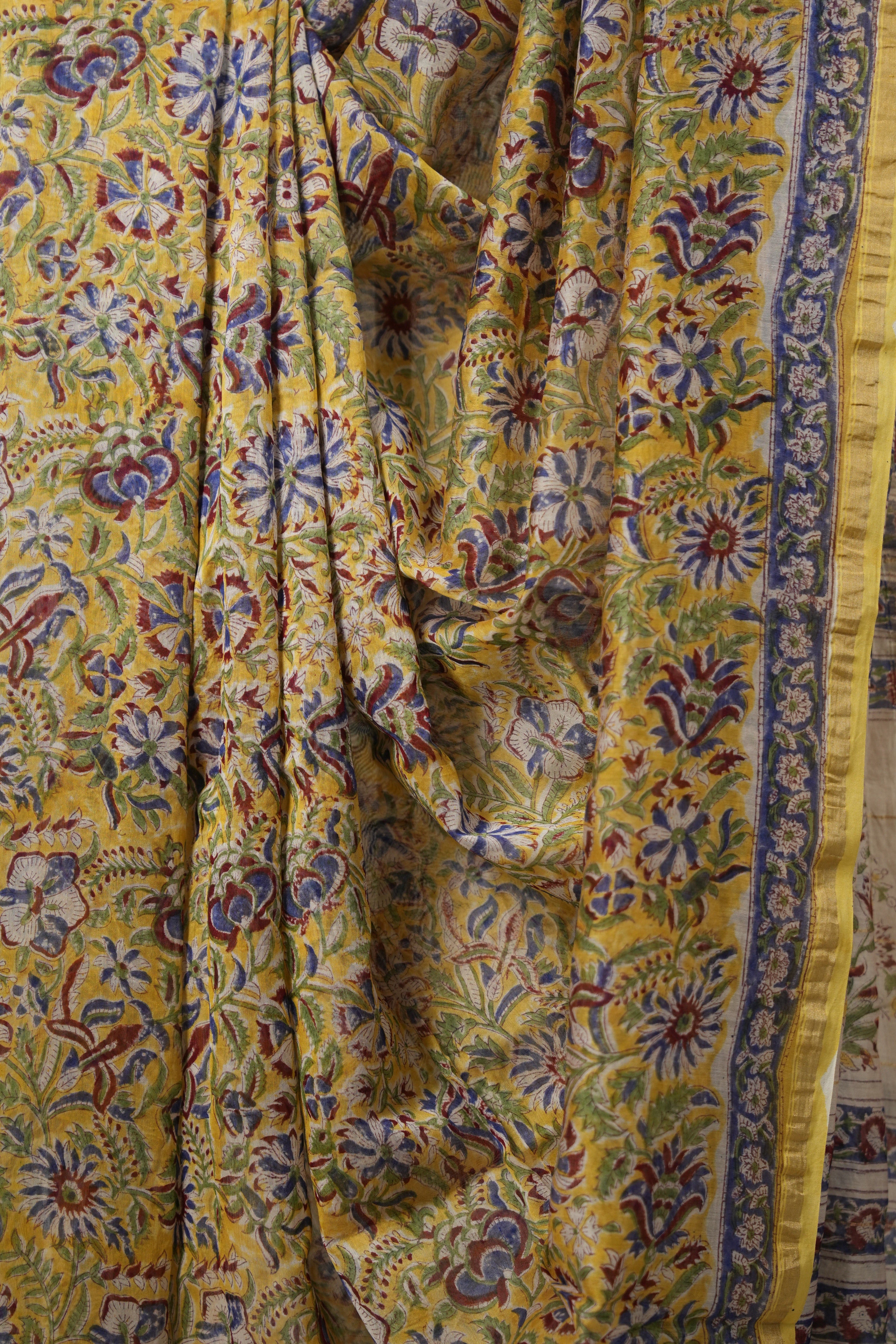 Yellow HBP Cotton Silk Saree With Chanderi Border - SRYCSS1434