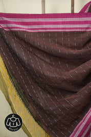 Brown Cotton Ilkal Saree - SRBCIS1019