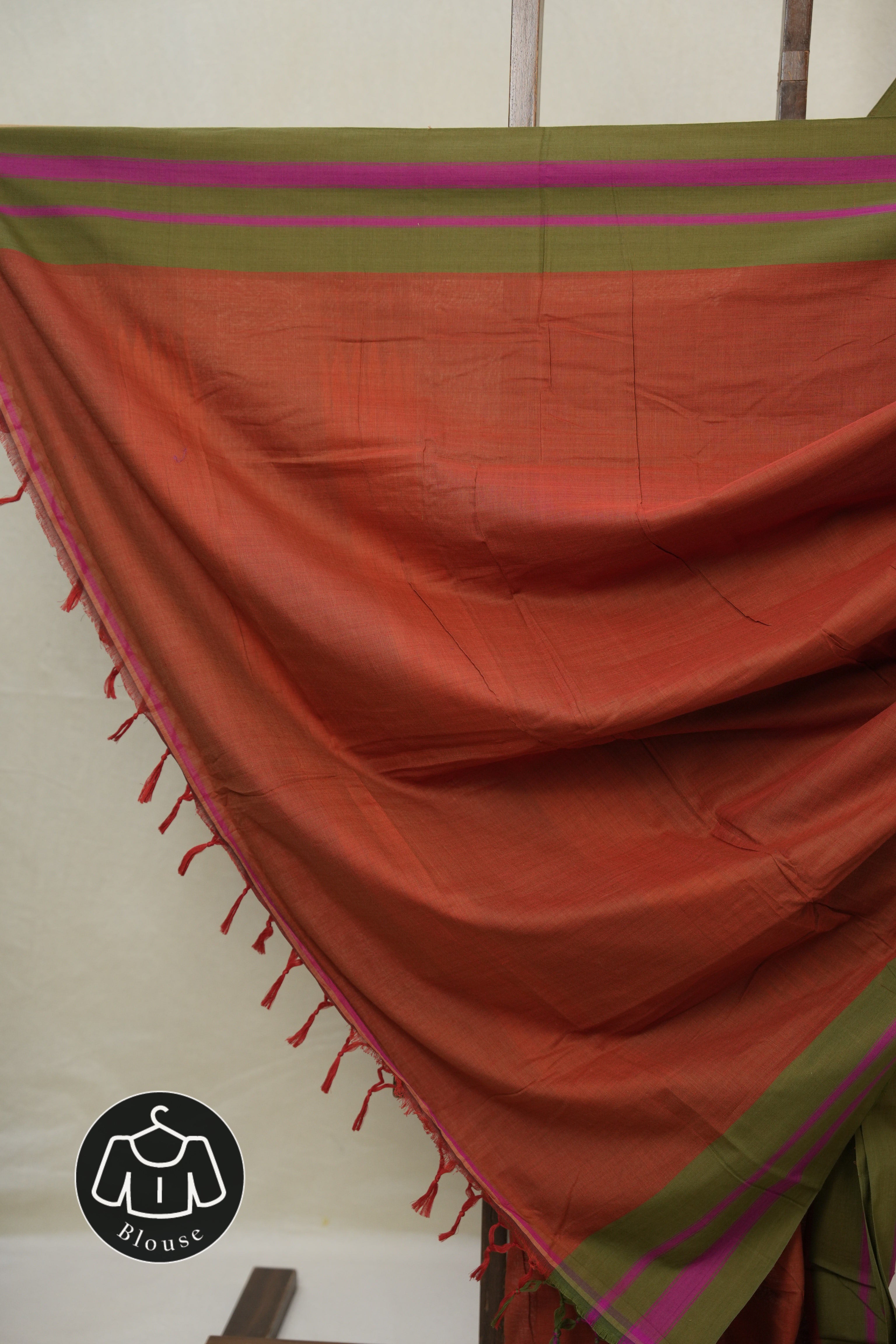 Brick Orange Cotton Ilkal Saree - SRBOCIS968