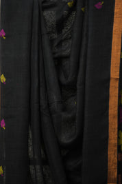 Black Linen Jamdani Saree -SRBLJS454