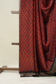 Rust Red Floral Print HBP Modal Silk Saree - SRRMSS560