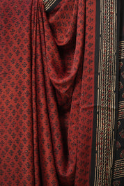 Rust Red Floral Print HBP Modal Silk Saree - SRRMSS560