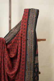 Rust Red Floral Print HBP Modal Silk Saree - SRRMSS560