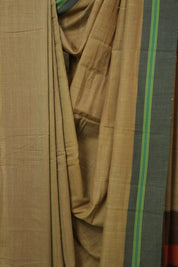 Khaki Green Stripes Cotton Ilkal Saree - SRKGCIS967