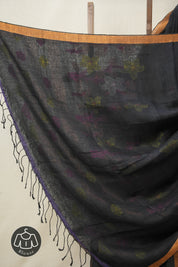 Black Linen Jamdani Saree -SRBLJS454