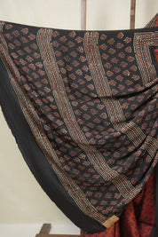 Rust Red Floral Print HBP Modal Silk Saree - SRRMSS560