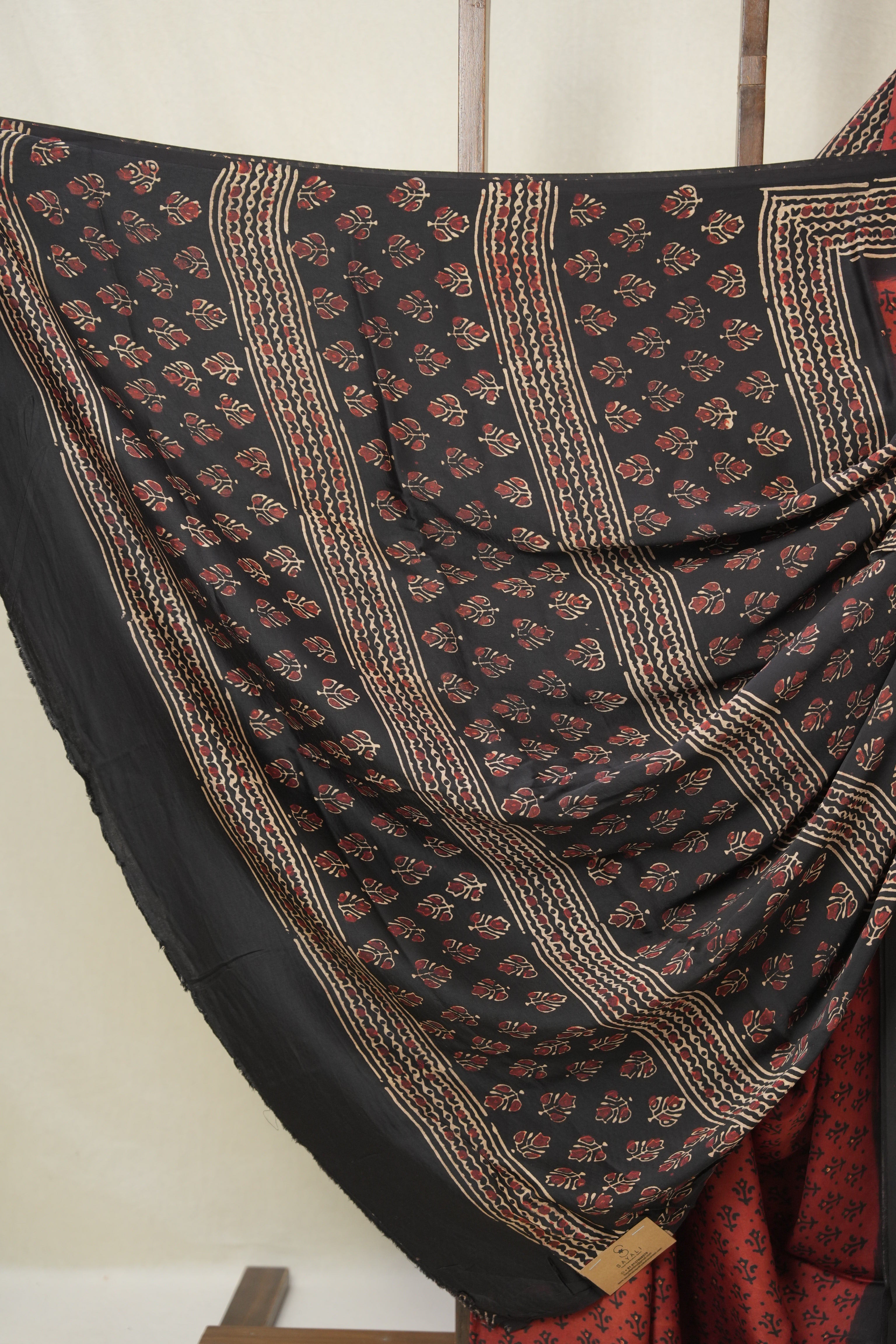 Rust Red Floral Print HBP Modal Silk Saree - SRRMSS560