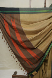Khaki Green Stripes Cotton Ilkal Saree - SRKGCIS967