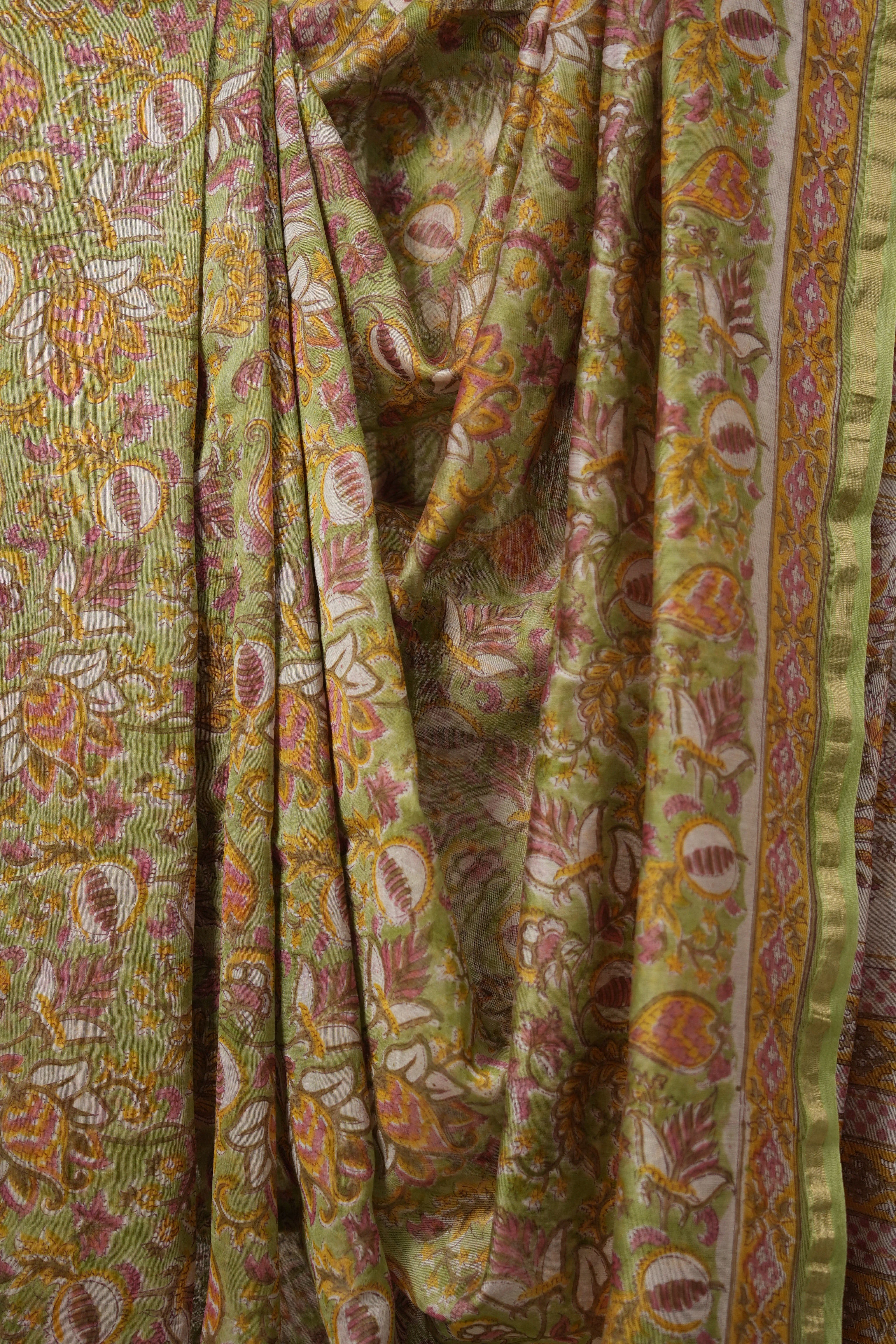 Pista Green HBP Cotton Silk Saree With Chanderi Border - SRPGCSS1433