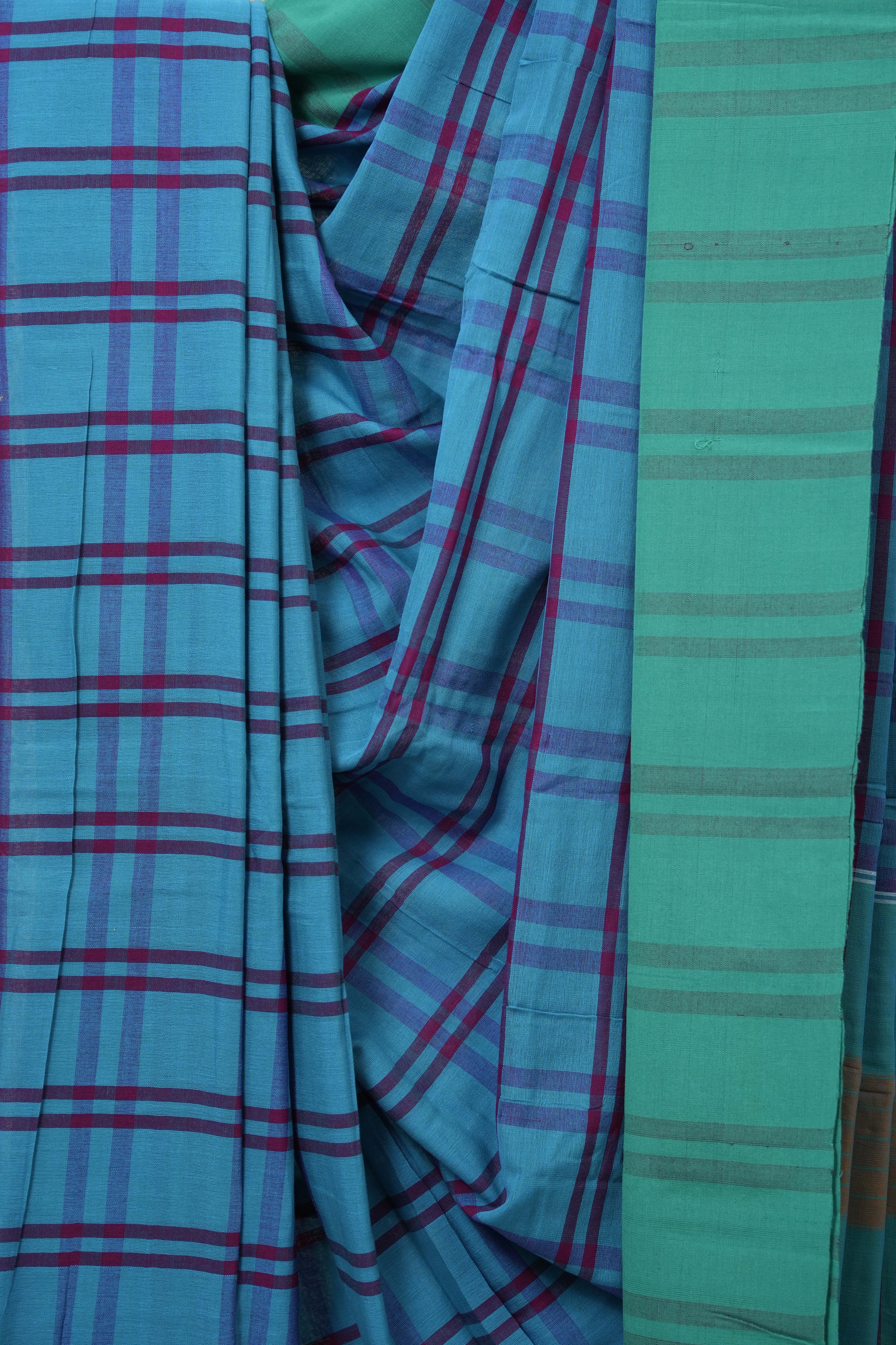 Blue Cotton Ilkal Saree - SRBCIS976