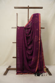 Fuchsia Pink Linen Jamdani Saree -SRFPLJS453