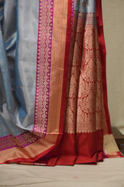 Powder Blue Banarasi Silk Saree - SRPBBSS983