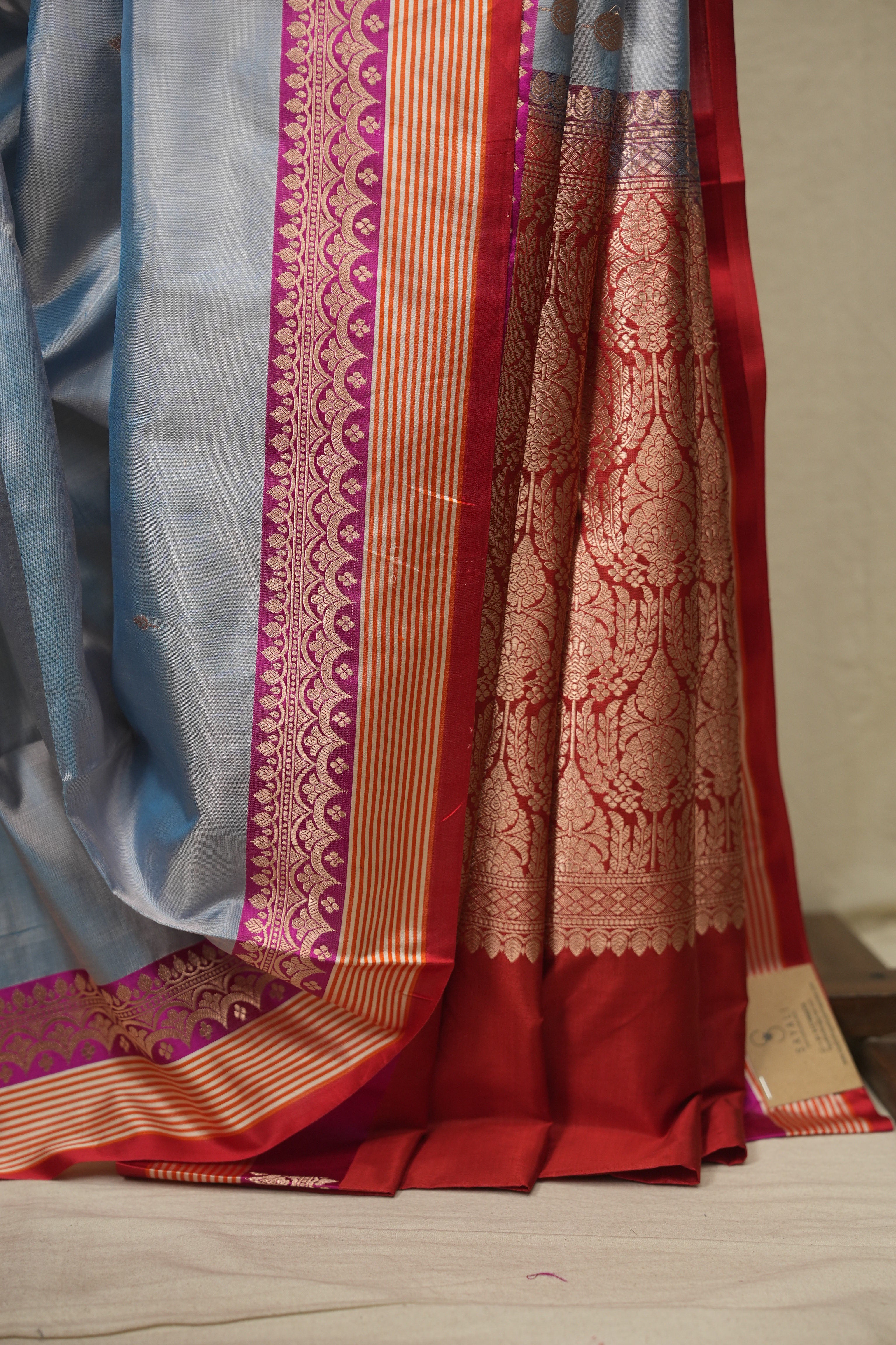 Powder Blue Banarasi Silk Saree - SRPBBSS983