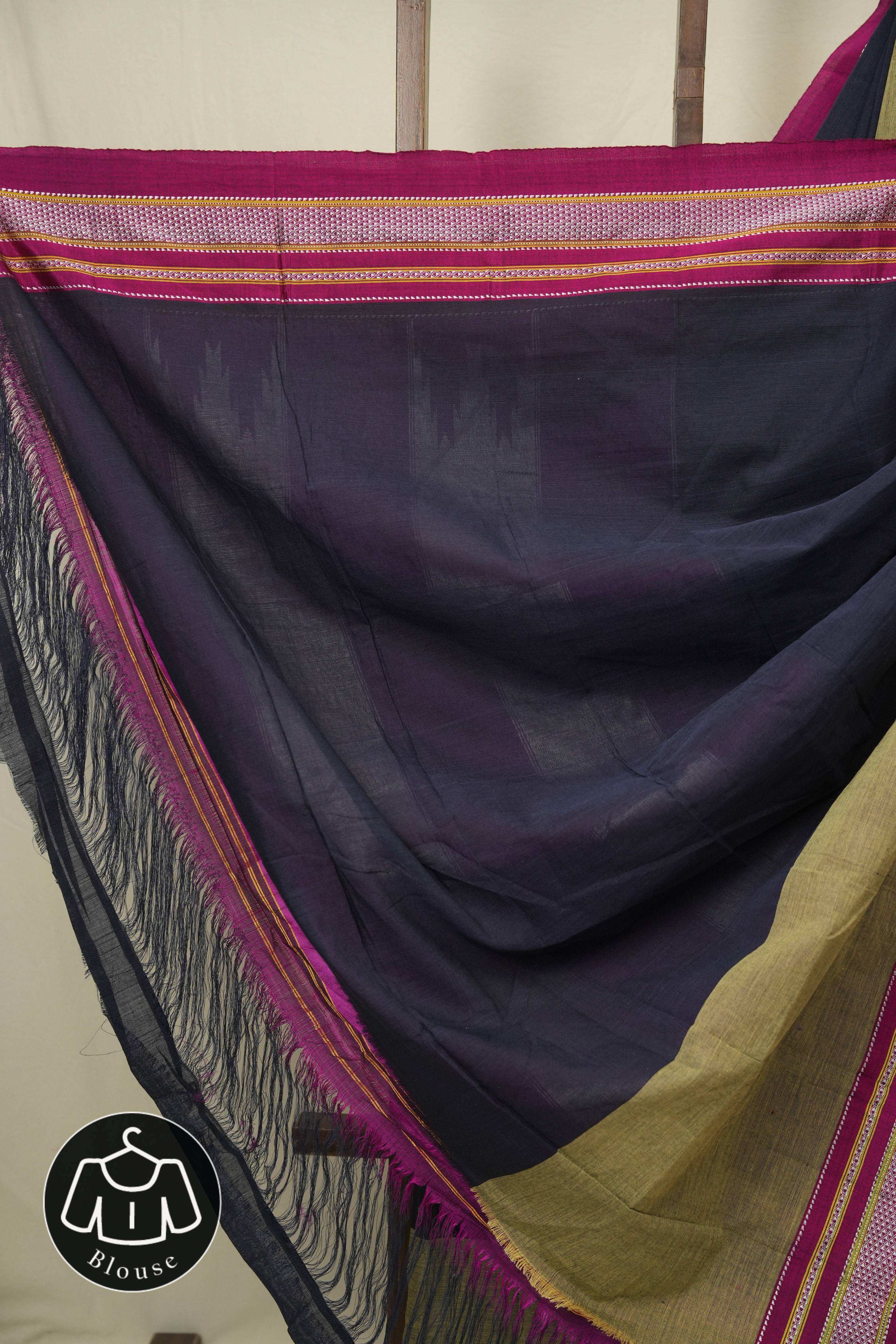 Black Cotton Ilkal Saree - SRBCIS1021