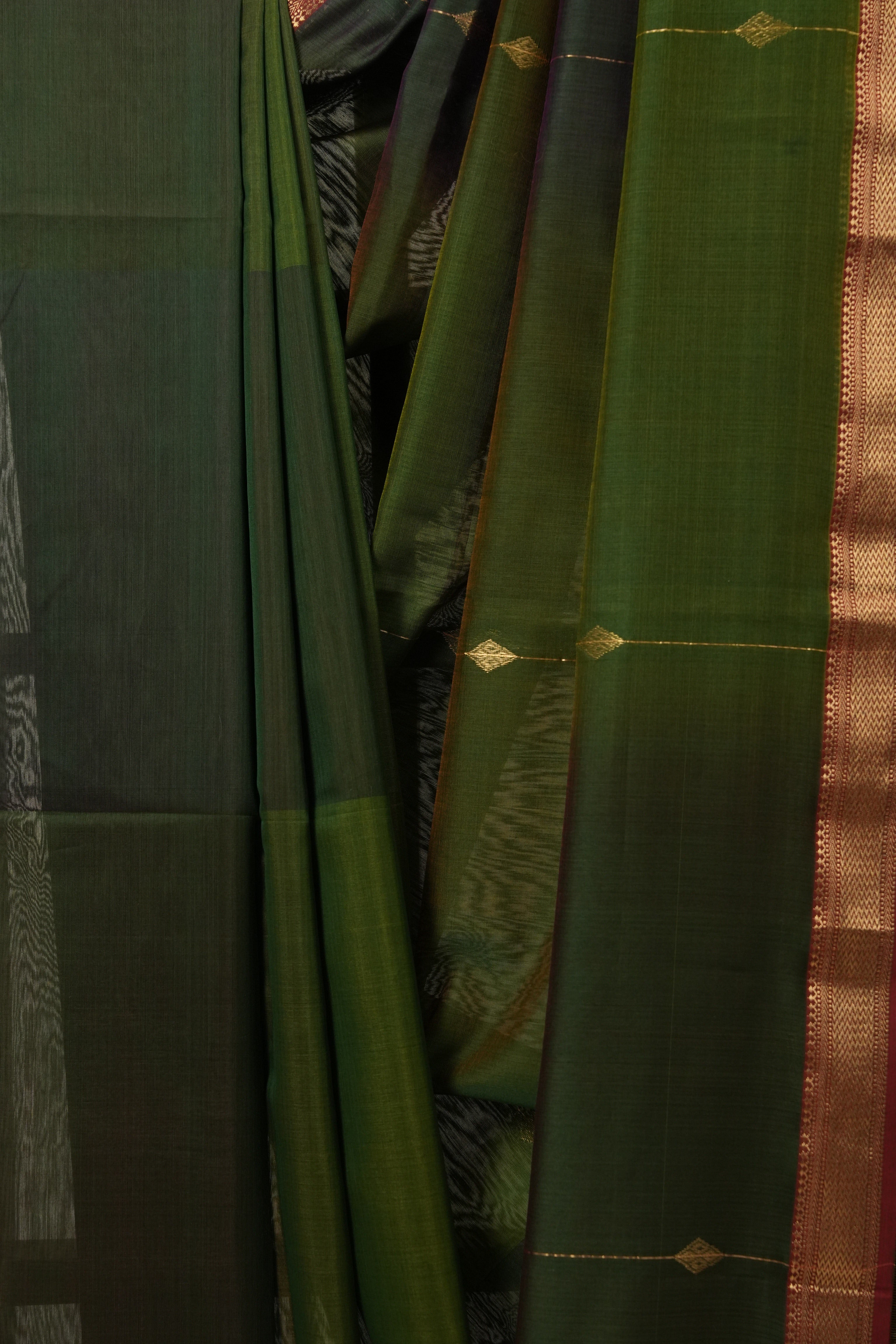 Dual Tone Green Maheshwari Saree - SRDTGMS640