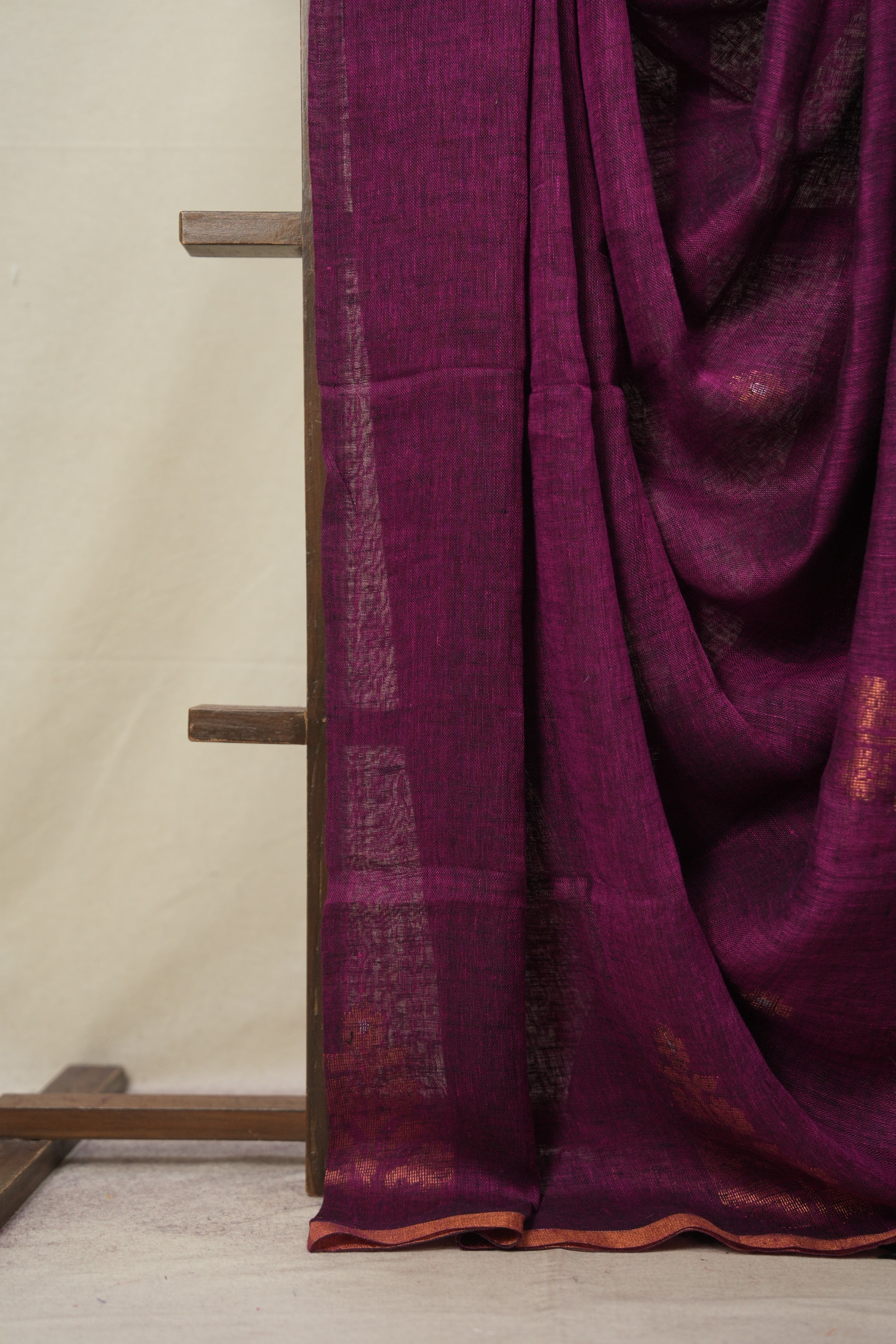 Fuchsia Pink Linen Jamdani Saree -SRFPLJS453