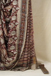 Maroon Leaf Print  HBP Modal  Silk Saree - SRMMSS558