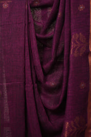 Fuchsia Pink Linen Jamdani Saree -SRFPLJS453