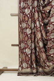 Maroon Leaf Print  HBP Modal  Silk Saree - SRMMSS558