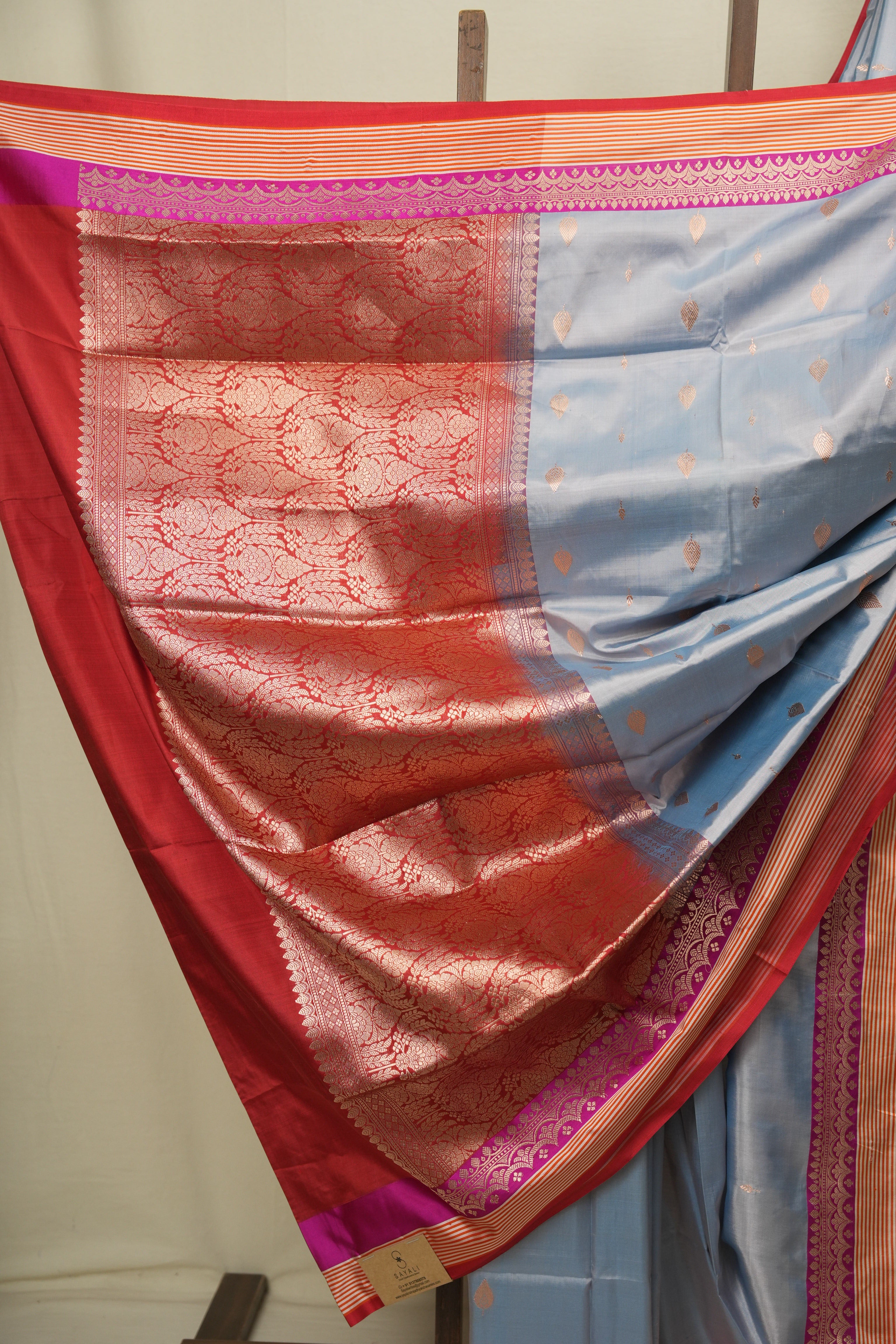 Powder Blue Banarasi Silk Saree - SRPBBSS983