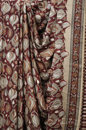 Maroon Leaf Print  HBP Modal  Silk Saree - SRMMSS558