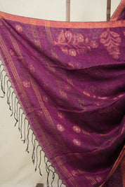 Fuchsia Pink Linen Jamdani Saree -SRFPLJS453