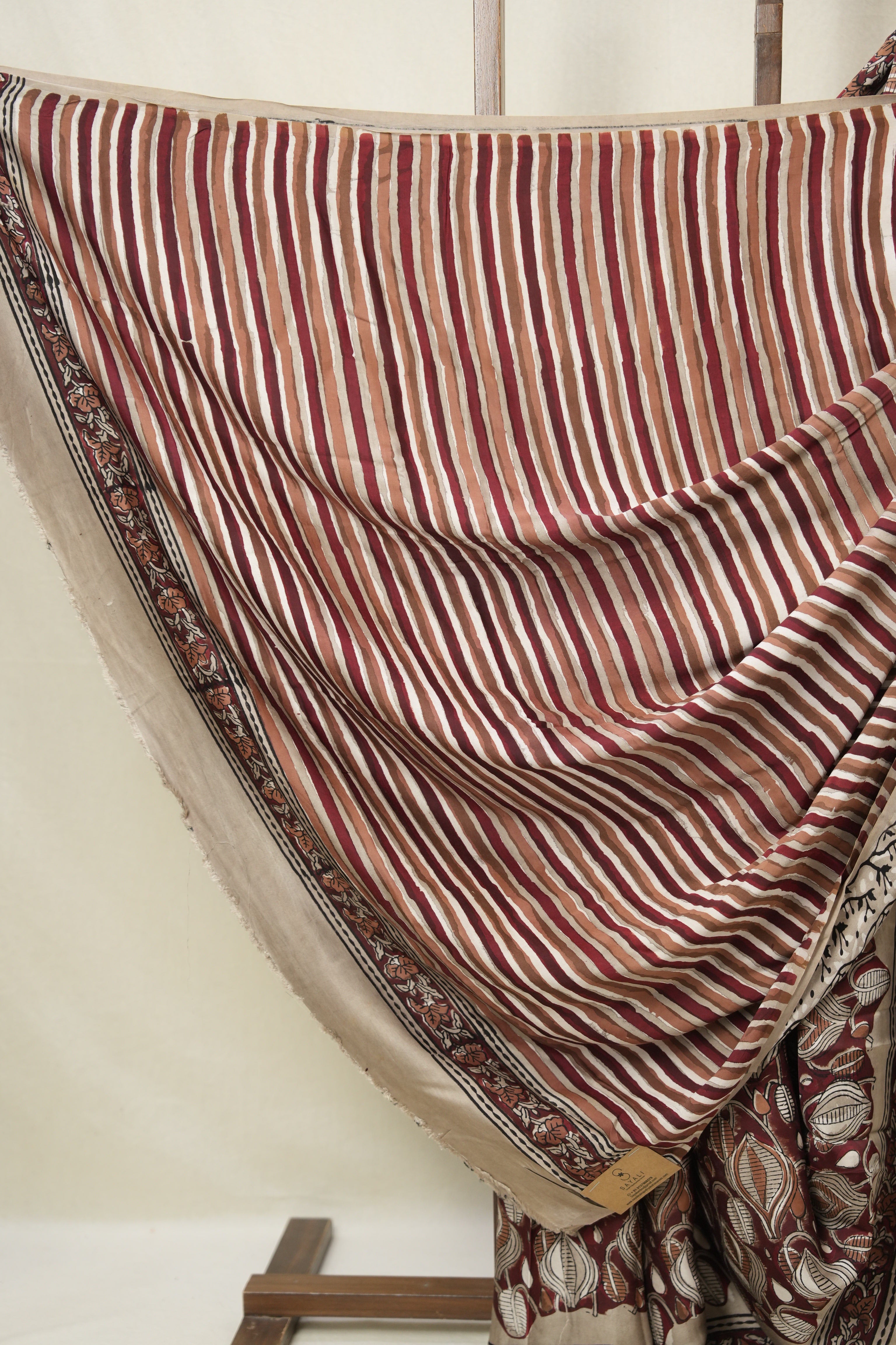 Maroon Leaf Print  HBP Modal  Silk Saree - SRMMSS558