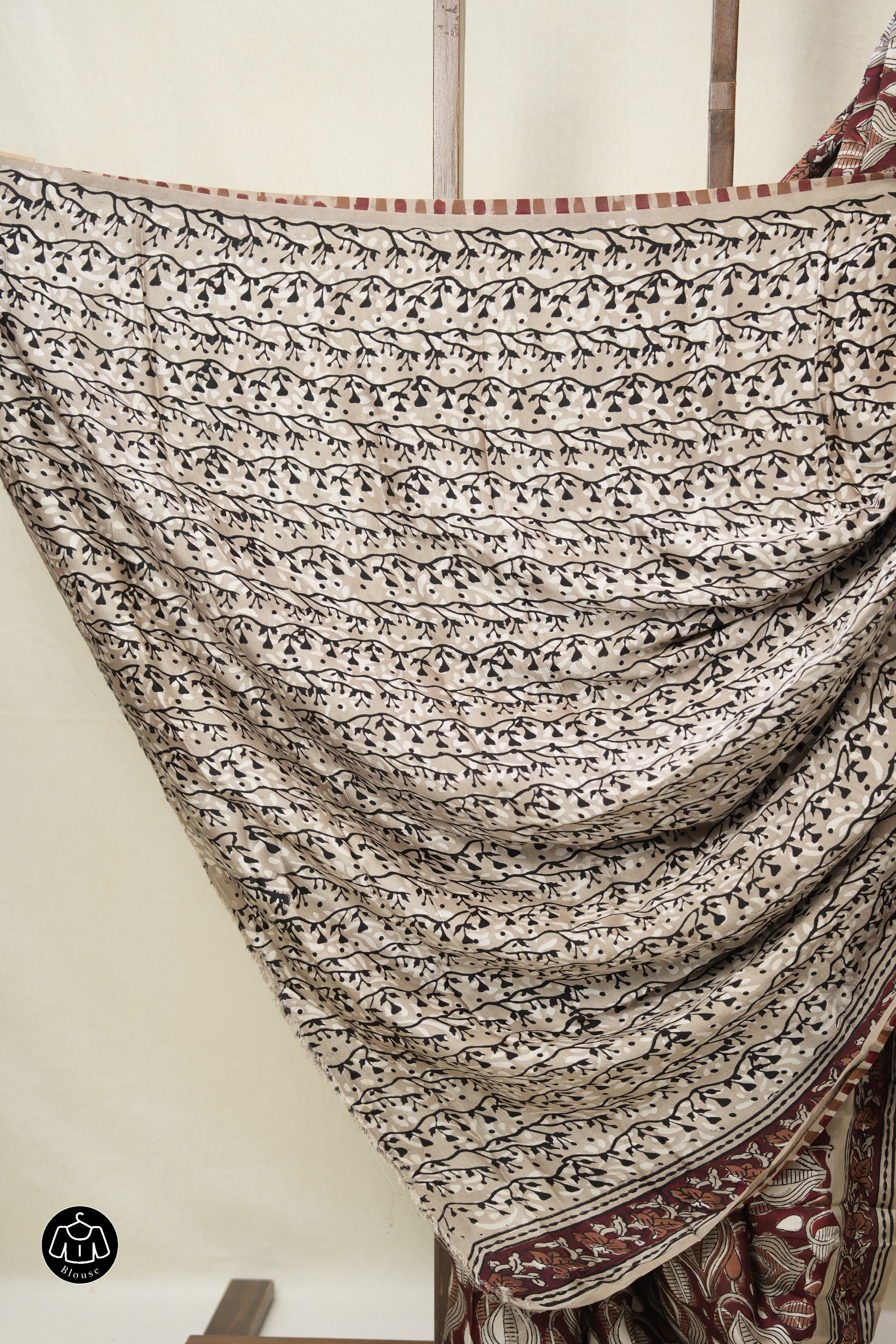 Maroon Leaf Print  HBP Modal  Silk Saree - SRMMSS558