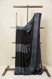 Navy Blue Striped  HBP Modal Silk Saree - SRNMSS559