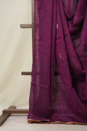Purple Linen Jamdani Saree -SRPLJS457