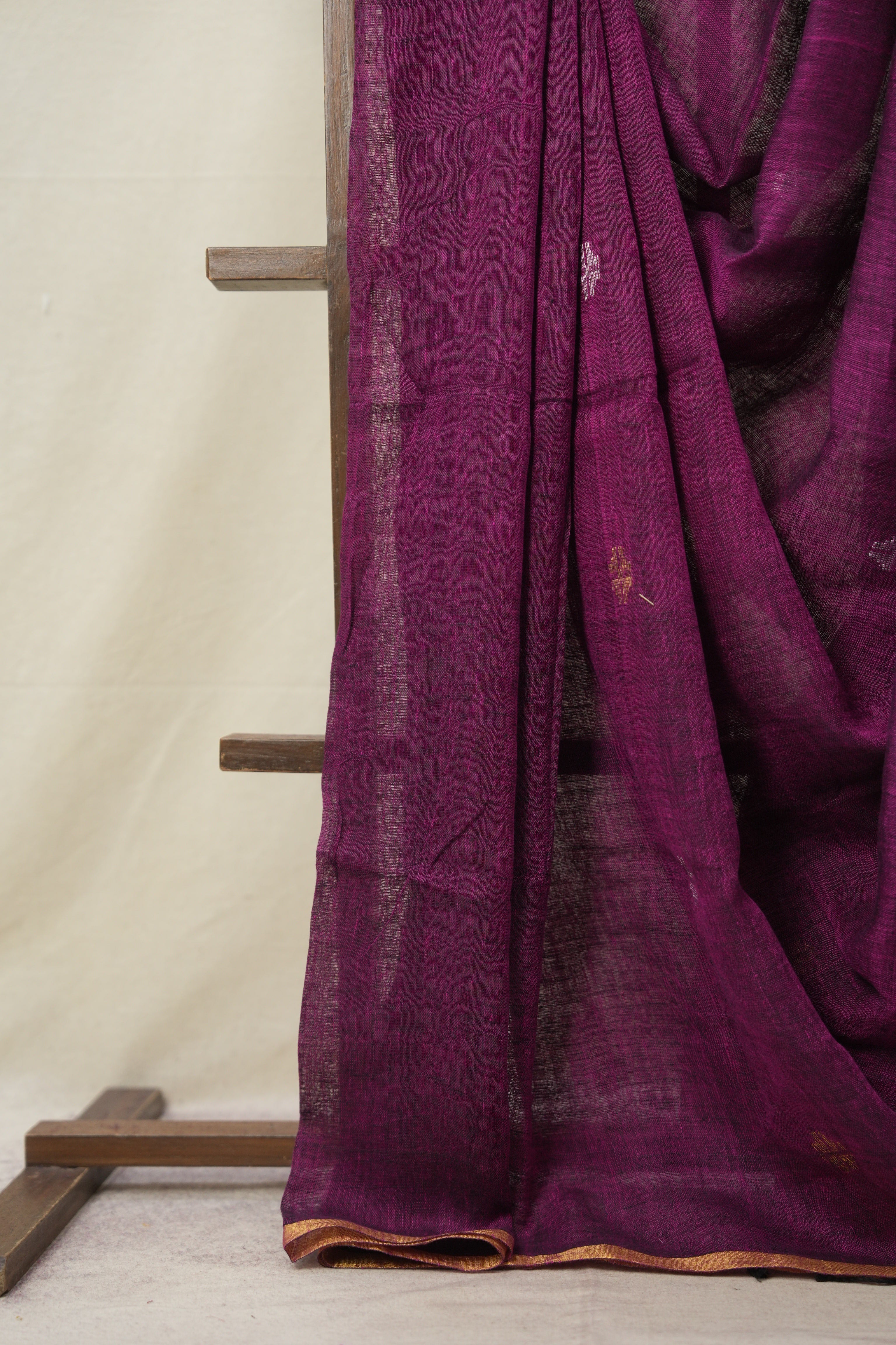 Purple Linen Jamdani Saree -SRPLJS457