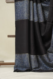 Navy Blue Striped  HBP Modal Silk Saree - SRNMSS559