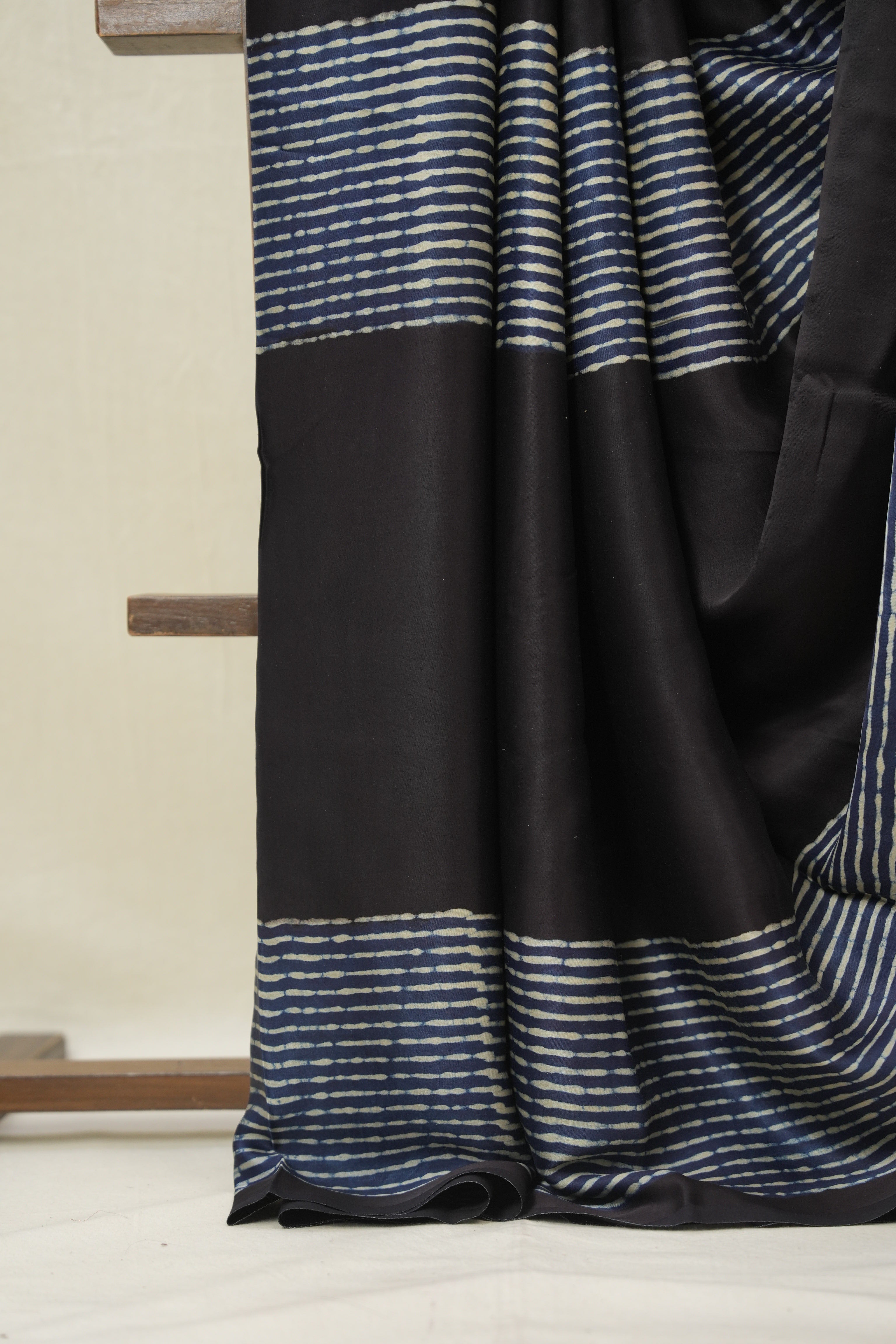 Navy Blue Striped  HBP Modal Silk Saree - SRNMSS559