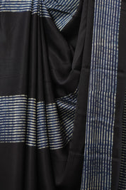 Navy Blue Striped  HBP Modal Silk Saree - SRNMSS559