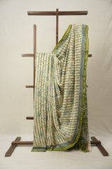 Off White HBP Cotton Silk Saree With Chanderi Border - SROWCSS1425
