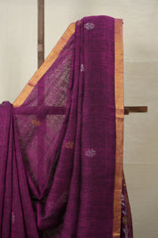 Purple Linen Jamdani Saree -SRPLJS457