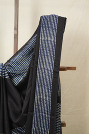 Navy Blue Striped  HBP Modal Silk Saree - SRNMSS559