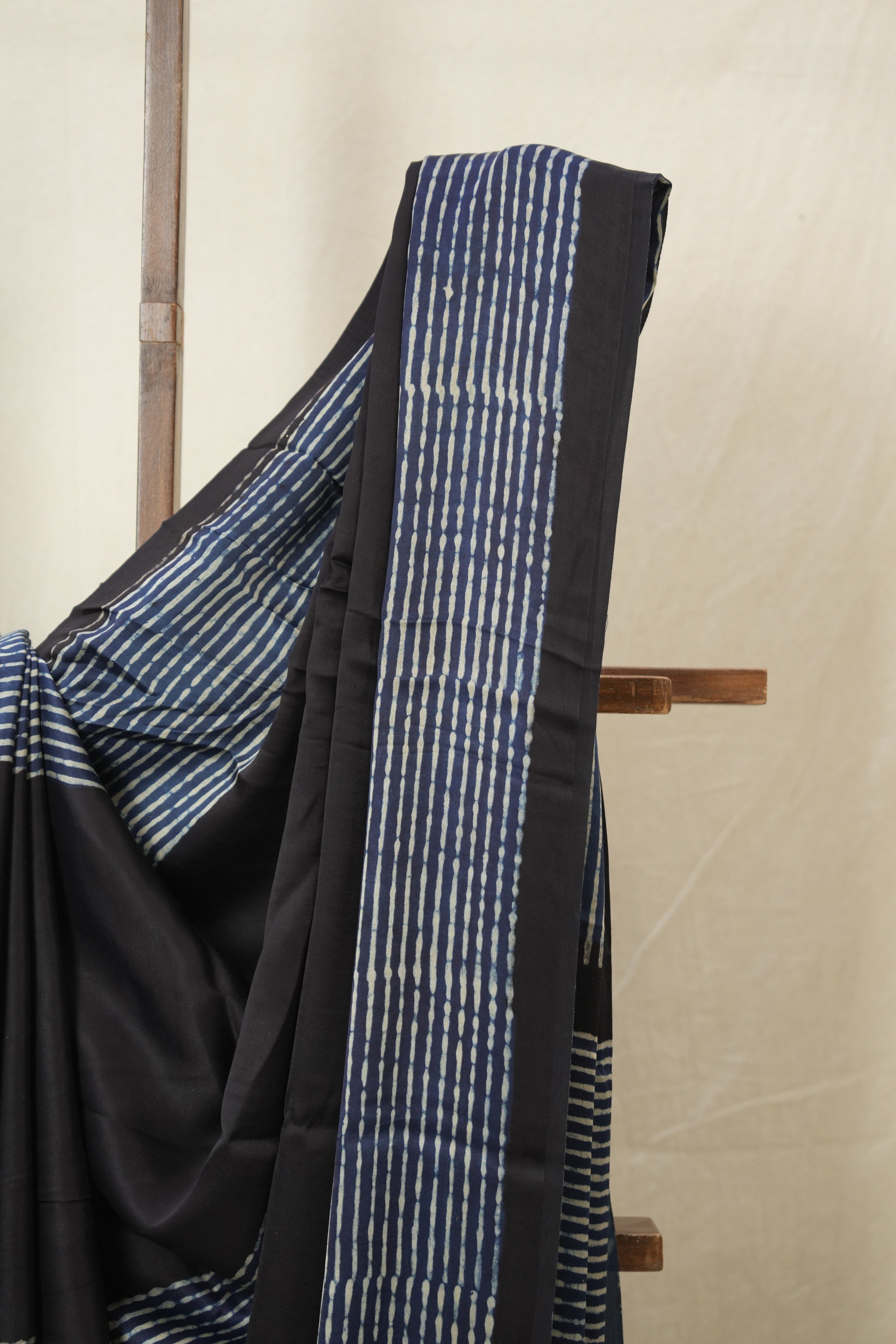 Navy Blue Striped  HBP Modal Silk Saree - SRNMSS559