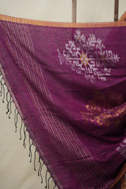 Purple Linen Jamdani Saree -SRPLJS457