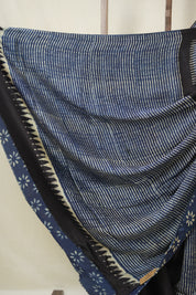Navy Blue Striped  HBP Modal Silk Saree - SRNMSS559