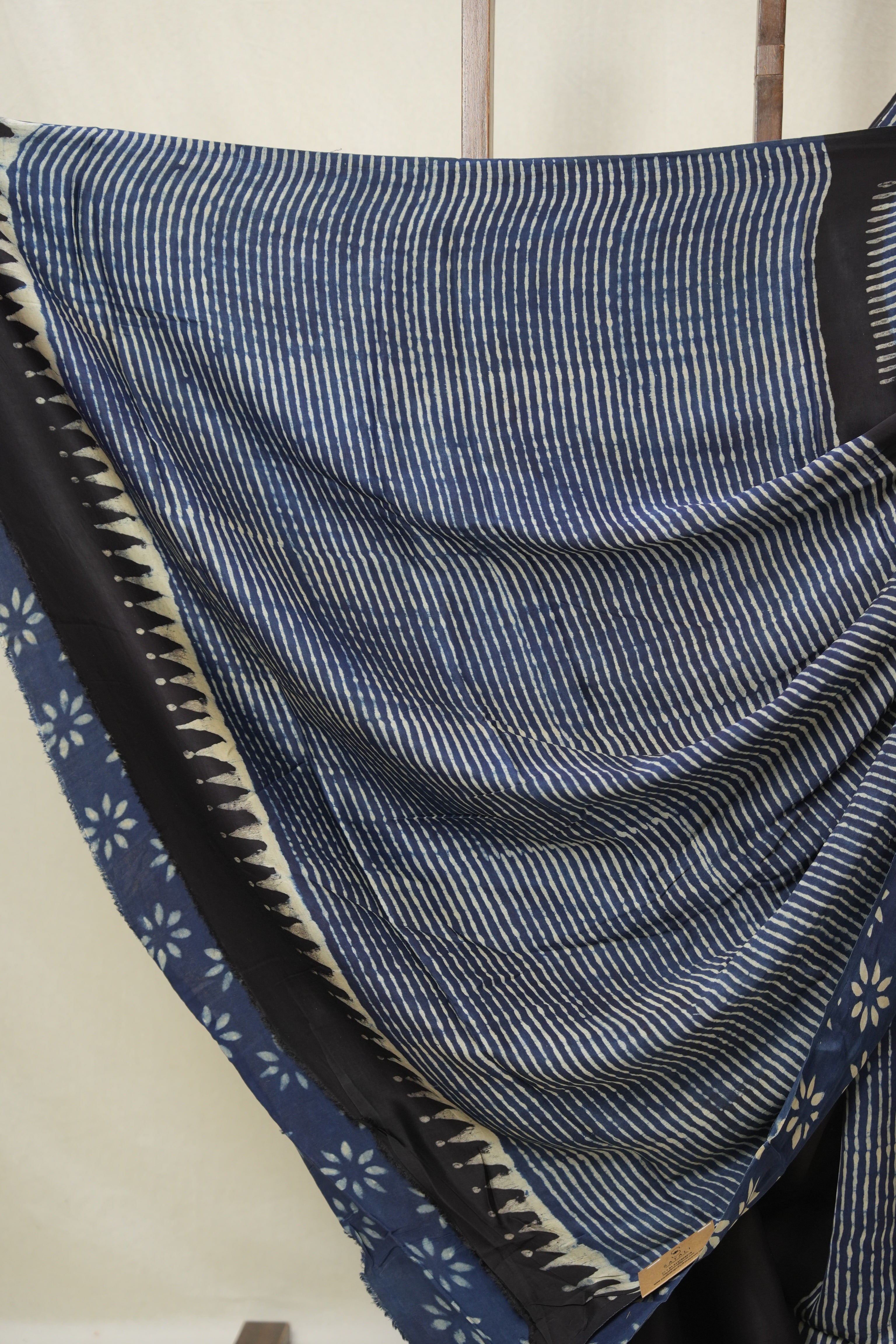Navy Blue Striped  HBP Modal Silk Saree - SRNMSS559